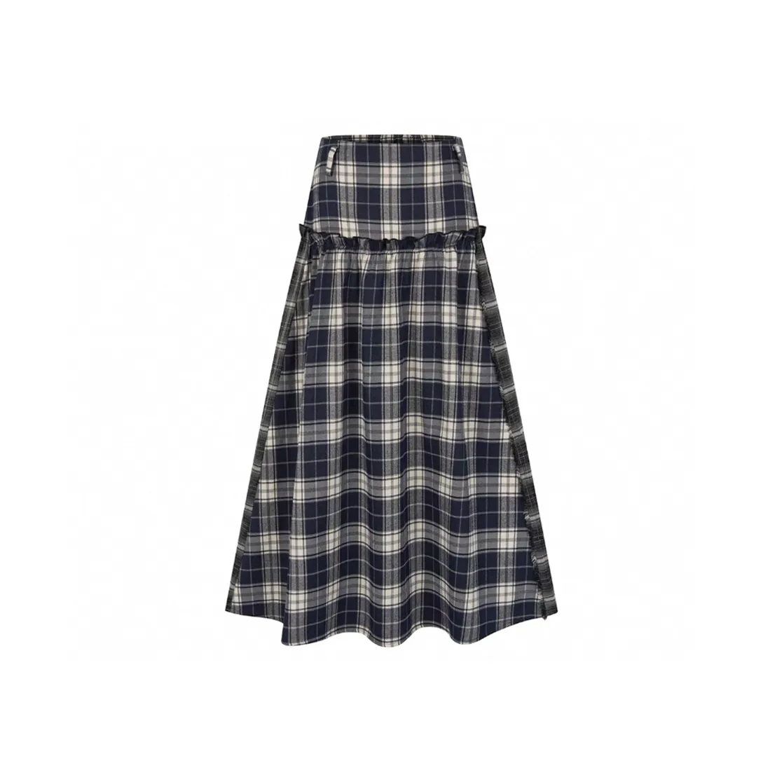 KODAKBLACK KBLC Повседневный Длинный Юбка Женская Темно-Синяя Клетка