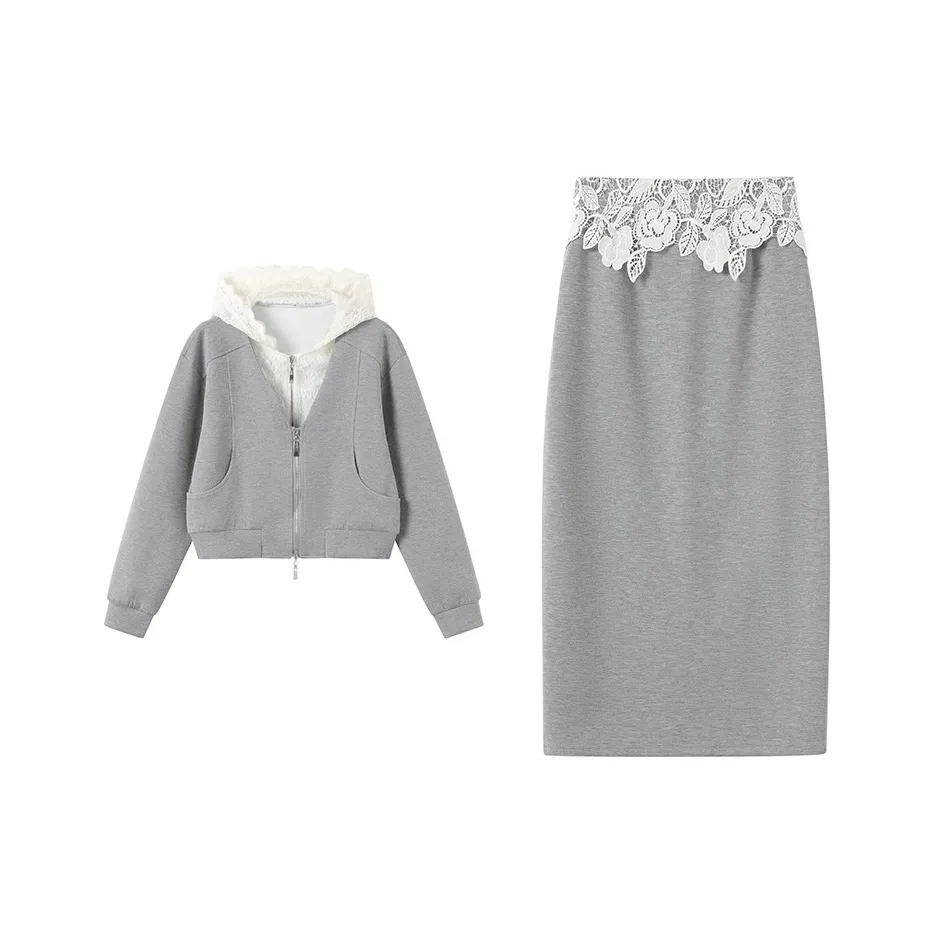 GULIANFEI Комплект с юбкой женский серый