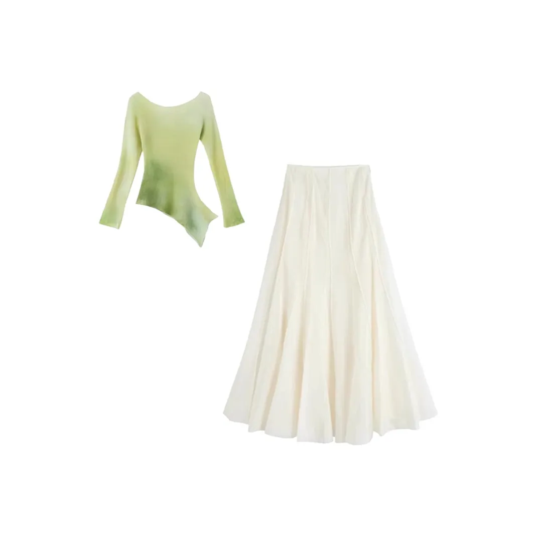 Yvetteclassic Комплект с юбкой Женские Зеленый Экрю