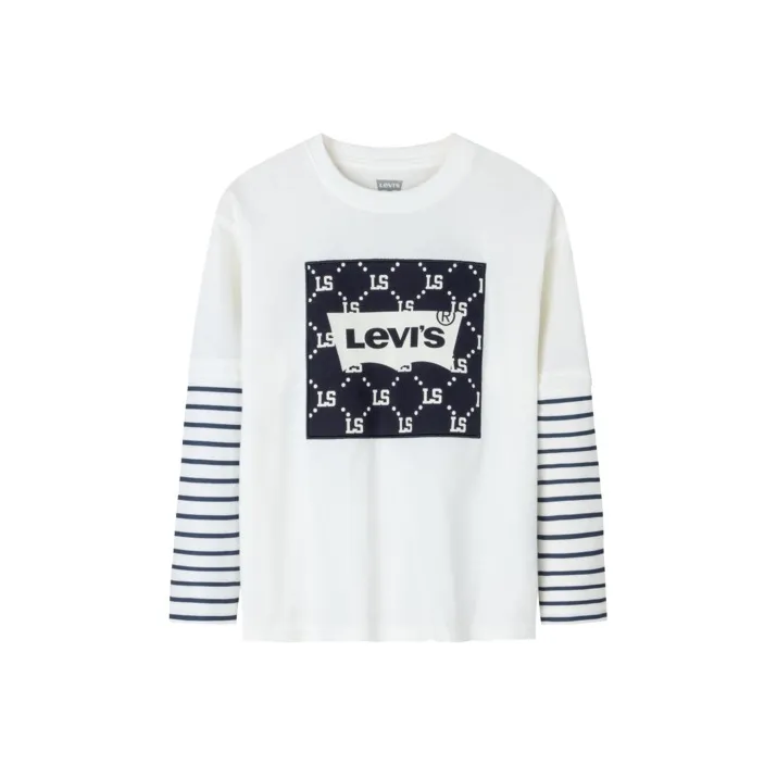 Levi's Удобный Mock Двухкомпонентная Длинная Рукавная Рубашка Конфетно-Белая Подростки