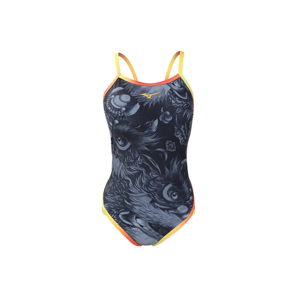 Mizuno Awakening Lion Series One piece Swimsuit Women's Subtle Texture Black