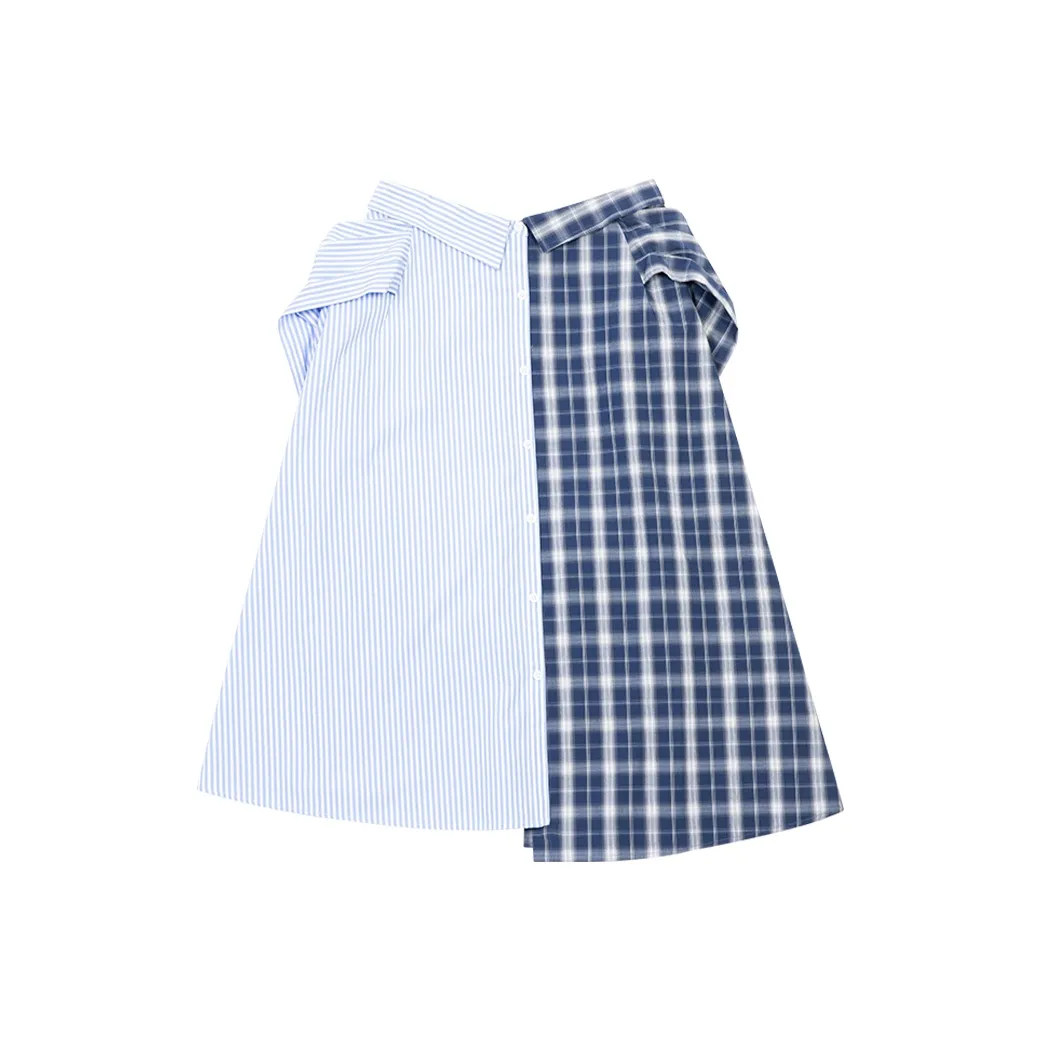 BEASTER Повседневный Длинный Юбка Женская Большая Синяя Клетка