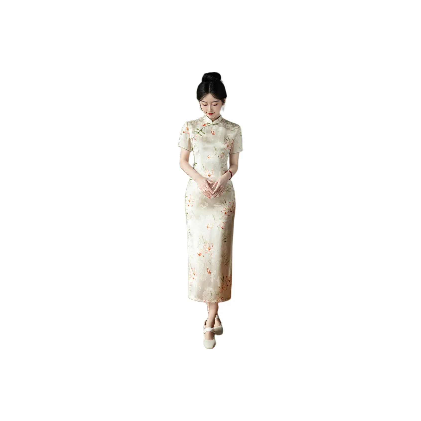 ENEESSI Cheongsam Women's Apricot