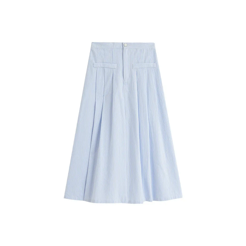 Inman Повседневные короткие юбки Женские Белые Синие полосы