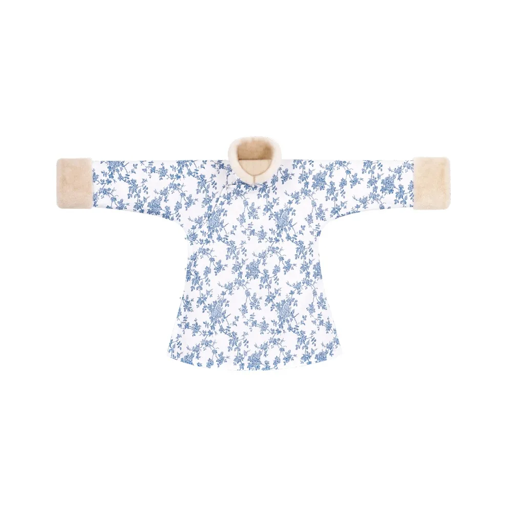 YICHENGFENGXU Ханьфу Женские Бежевый Льняная ткань Синий С принтом Mandarin Ожерелье-чокер Пуховик Лоскутное шитье Искусственный шелк и хлопок Подкладка