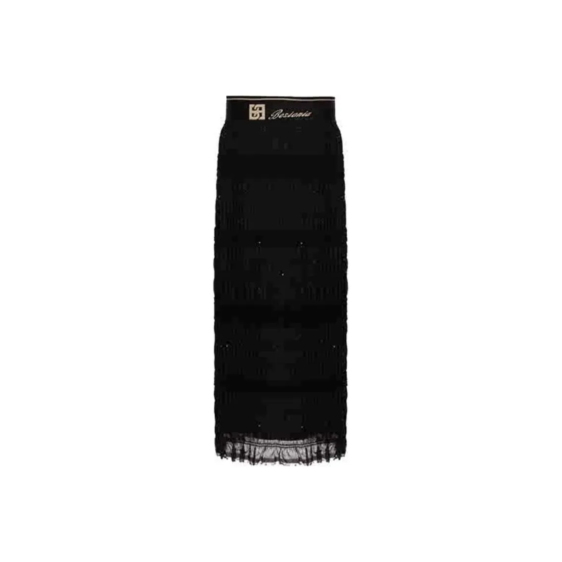 BESIONIA SS23 Повседневный Длинный Юбка Женские Черный