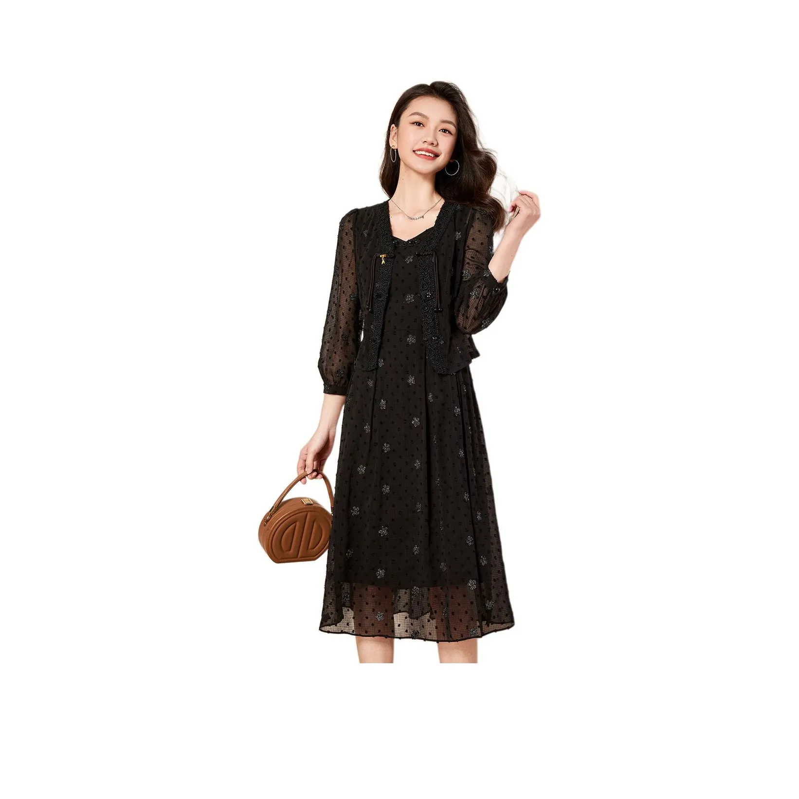 Mylan Spring Autumn Skirt Set с утяжкой на талии Женские Черный