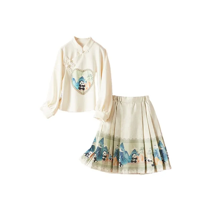 October Mommy Умеренный Ханьфу Платье Весна-осень Детский Гора And Вода Панда