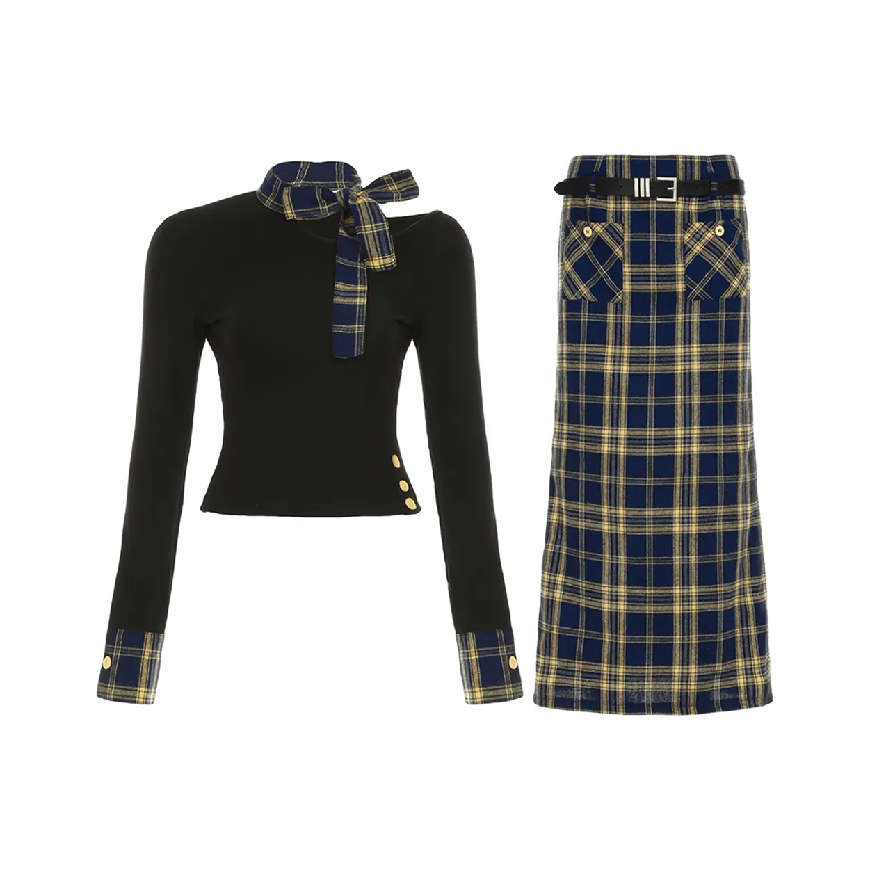 FLIM Комплект с юбкой Женские Черный Желтый