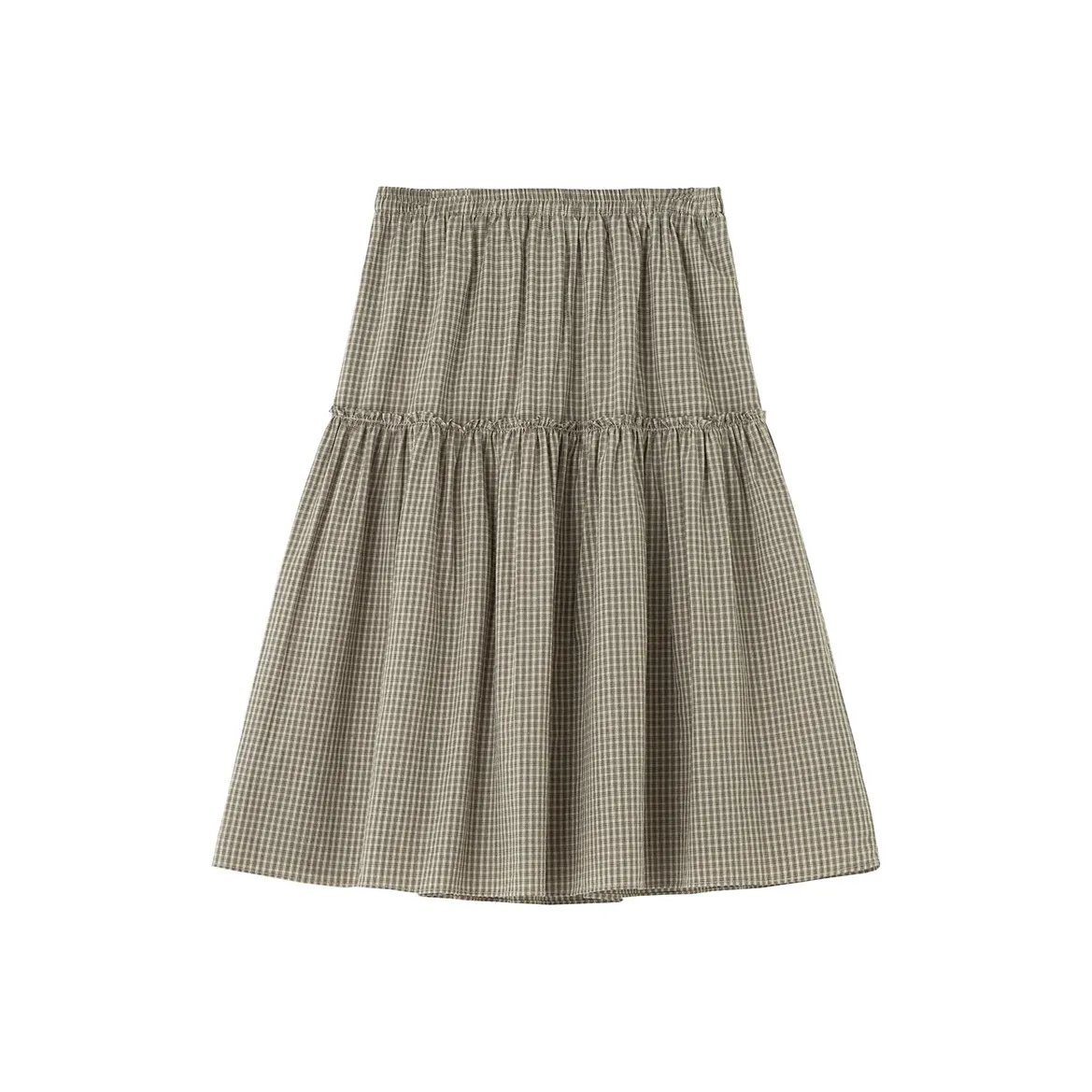 SOON FLOWER Повседневные короткие юбки Женские Бежевый Абрикос Клетка