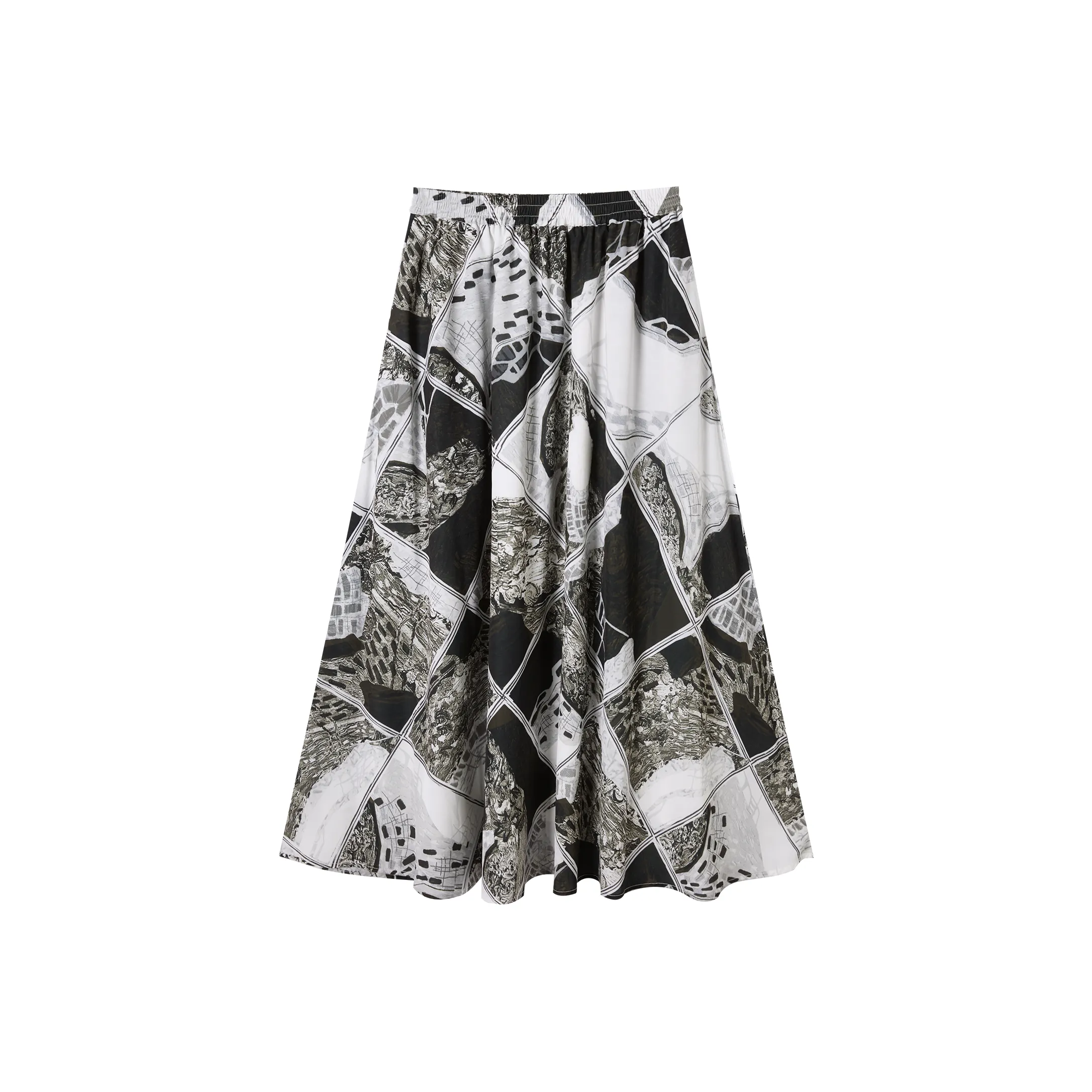 DIALOGUE x WENSENTE·FANGAO,LIANMINGKUAN Casual Long Skirt Women's Black White Arts Print