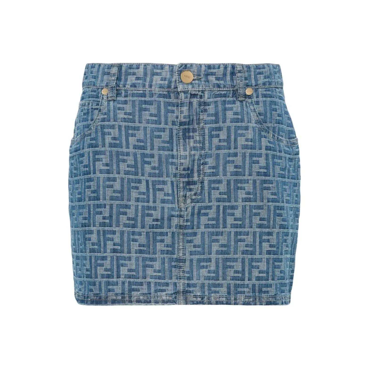FENDI Ff Jacquard Jeans Mini Skirt