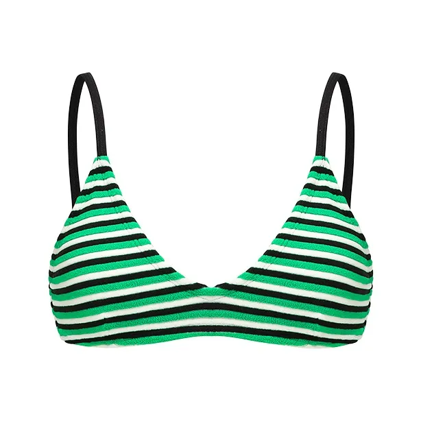YUKARI SWIM Bikini Women's Black Green White Stripes