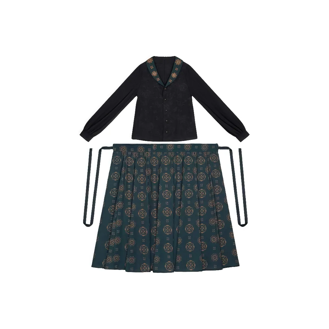 SONDR Комплект с юбкой Женские Черный топ Темно-синий низ