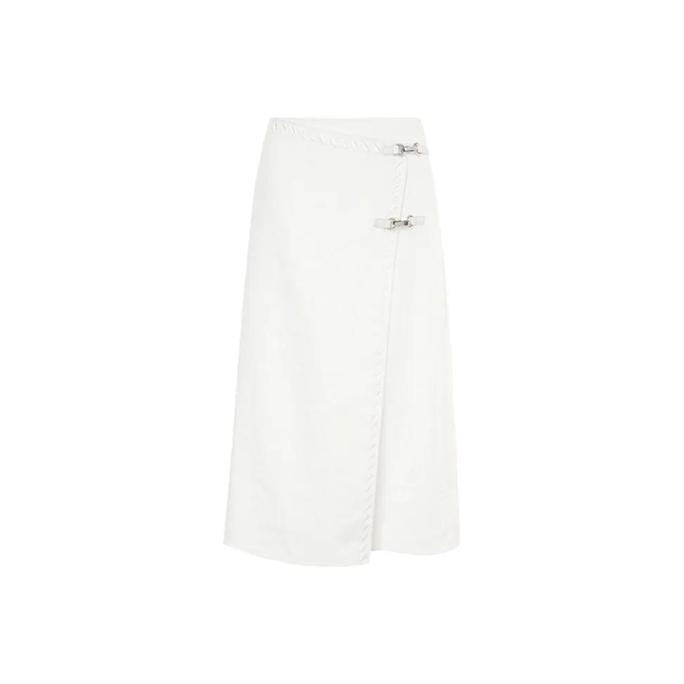 BESIONIA SS25 Casual Long Skirt Women's White