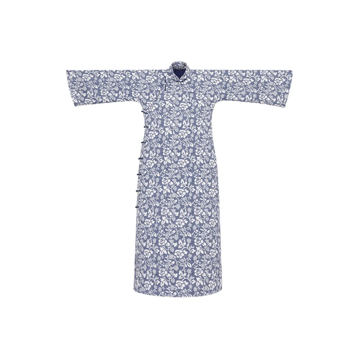 YICHENGFENGXU Чунсам Женский Синий с Белым Цветочным