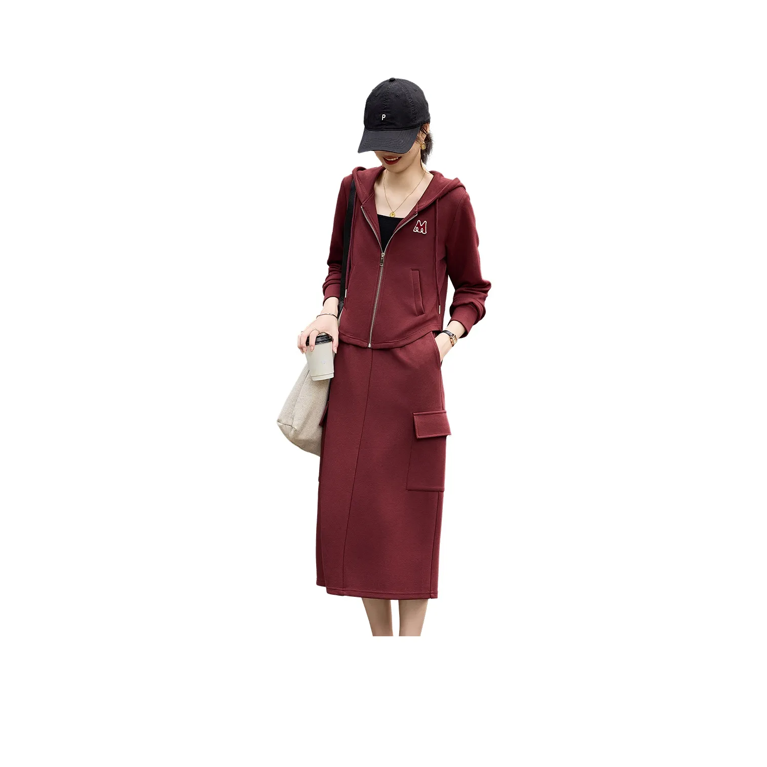 A Paradise For Awakening Skirt Set Women's Burgundy