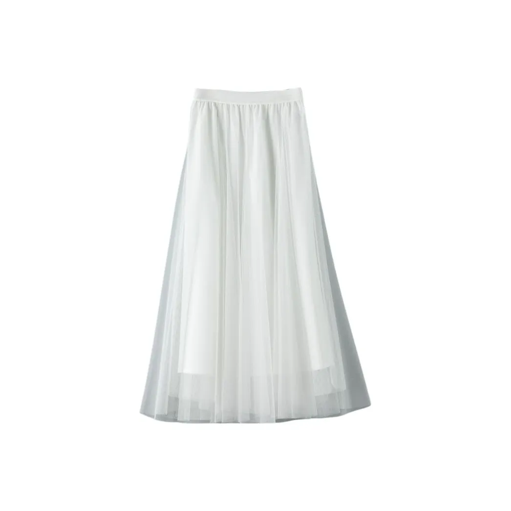 Late White Повседневный Длинный Юбка Женская Белая