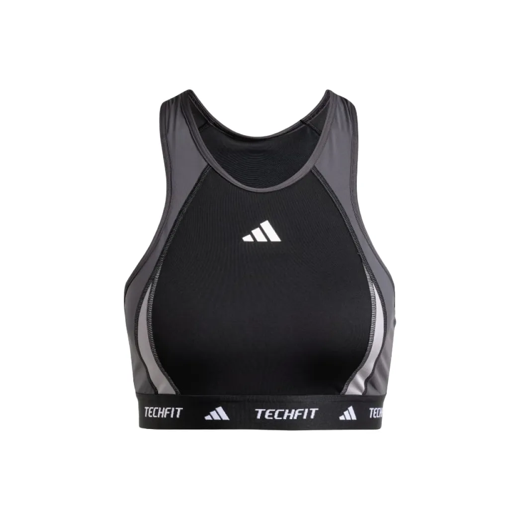 Adidas Free Shipping With AdiClub Techfit Medium-Support High-Neck Colorblock Bra