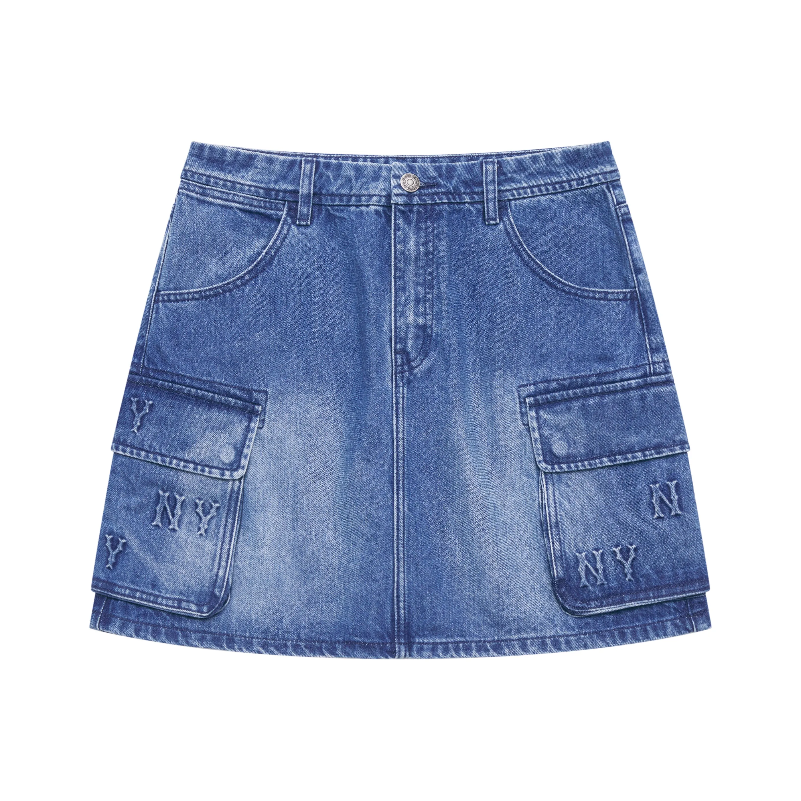 MLB MONOGRAM Коллекция New York Yankees 24FW Джинсовые короткие юбки Женские Индиго