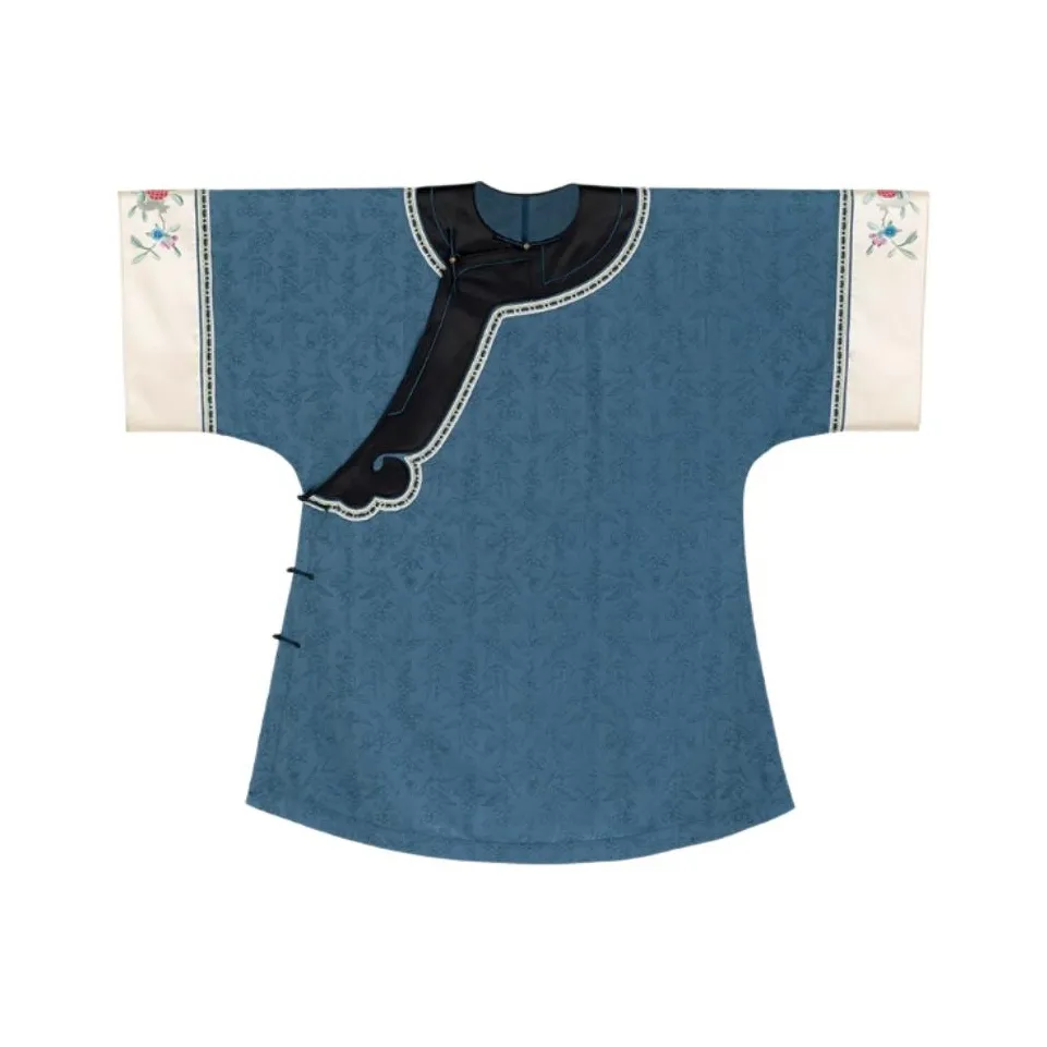 YICHENGFENGXU Серый Синий с Черной отделкой Большой Ожерелье-чокер Халат Женский Ханьфу