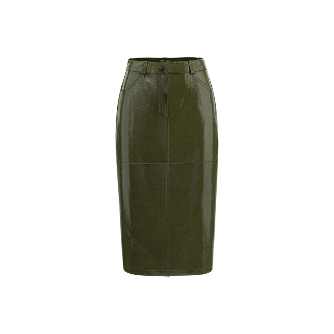 URBAN REVIVO Повседневный Длинный Юбка Женская Оливково-зеленая