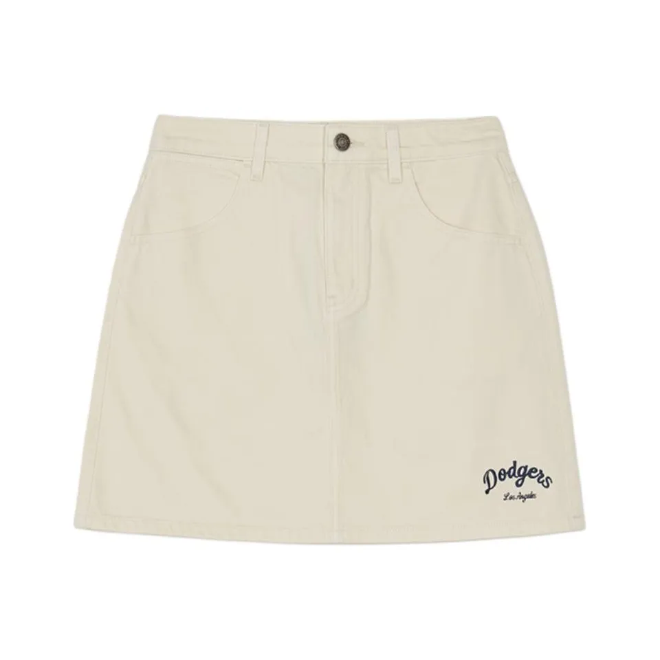 Mlb Base Logo Varsity LOS ANGELES DODGERS Джинсовые короткие юбки Женские Темный крем