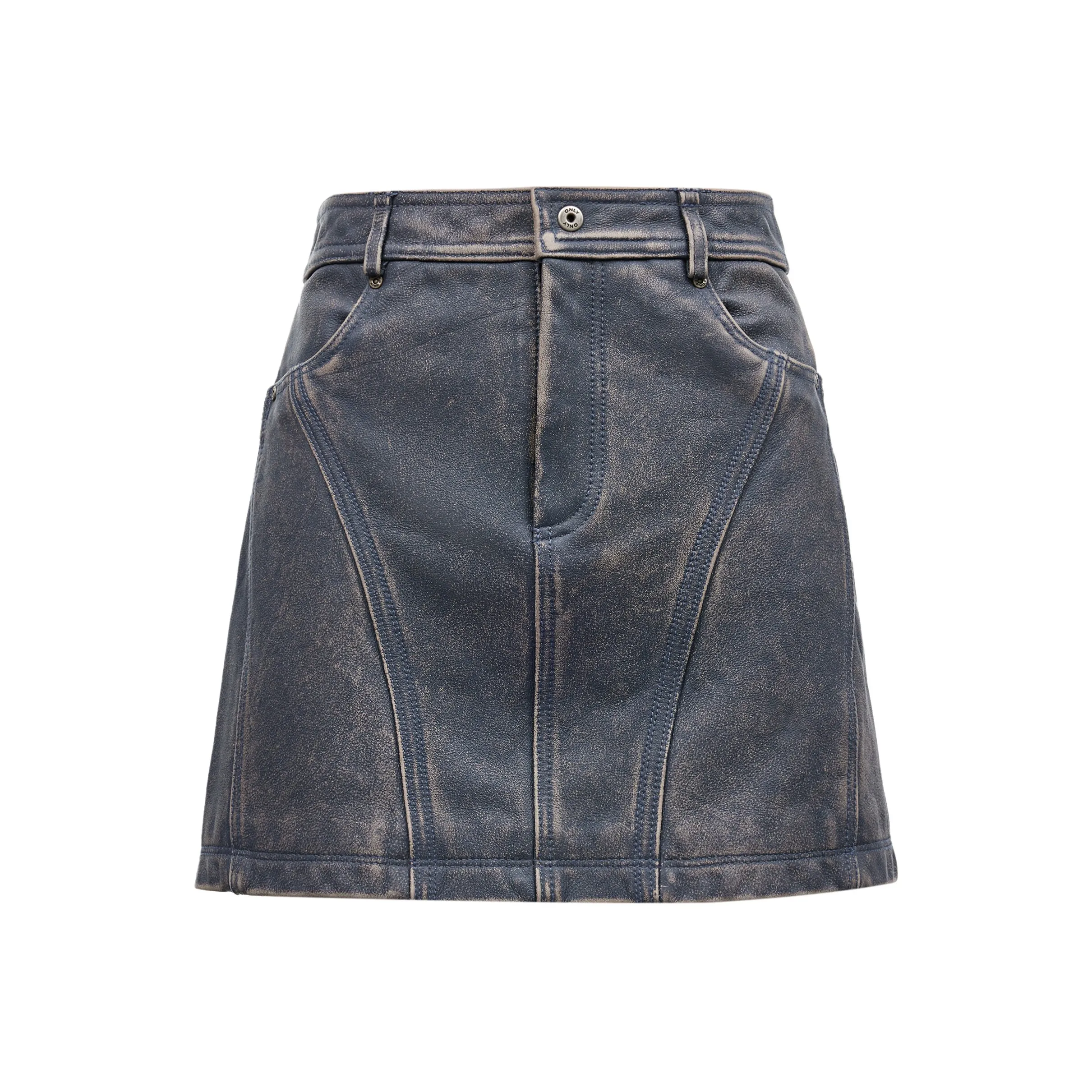 ONLY Кожаные короткие юбки Женские кожа джинсовый синий