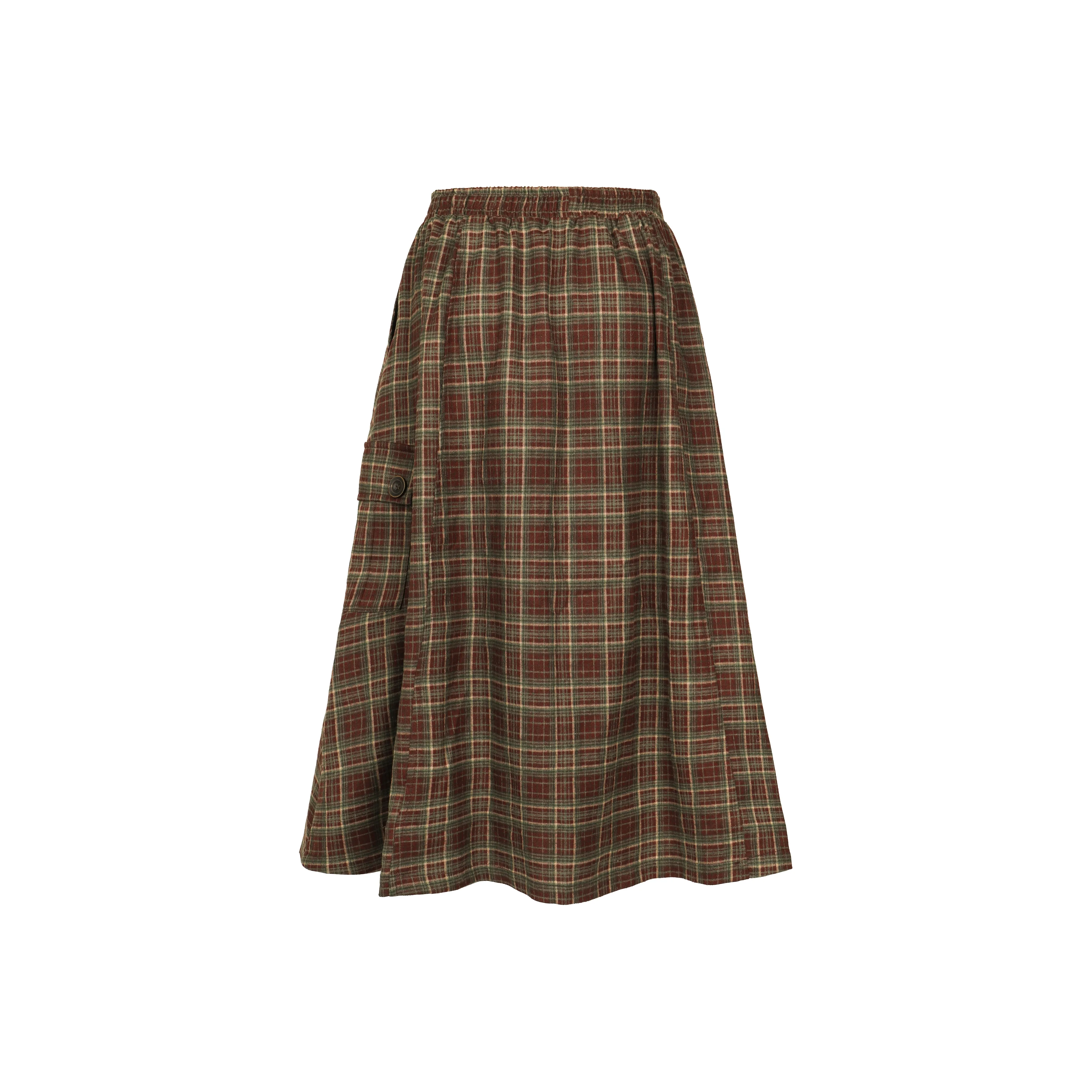 Saotome Повседневный Длинный Юбка Женская Красная Клетка