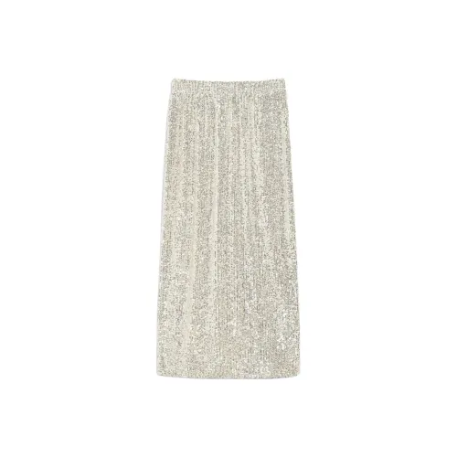 WEEKEND MaxMara Серебряные Женские Повседневные Длинные Юбки