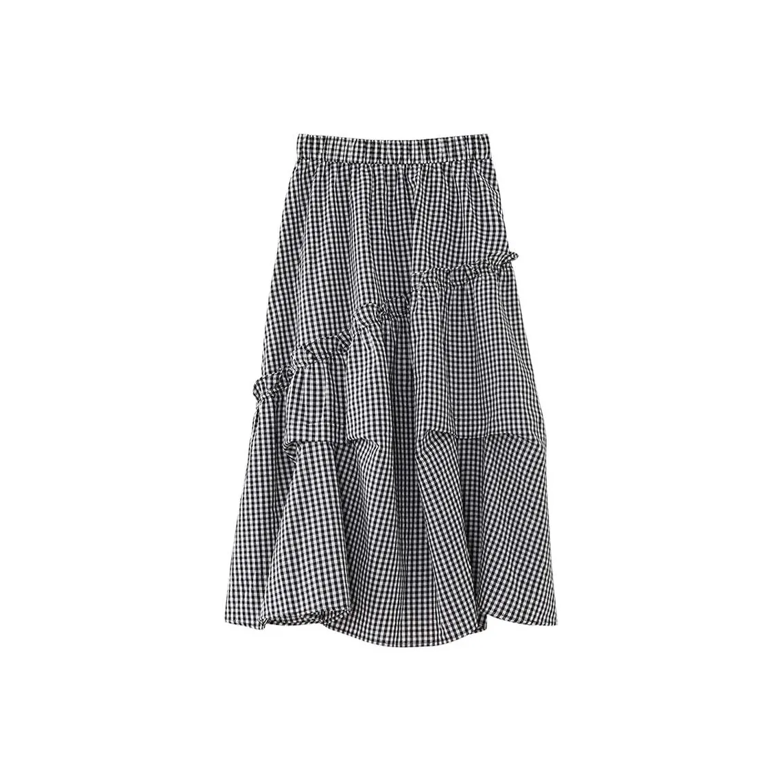 XIMENG Повседневная длинная юбка женская черная в клетку