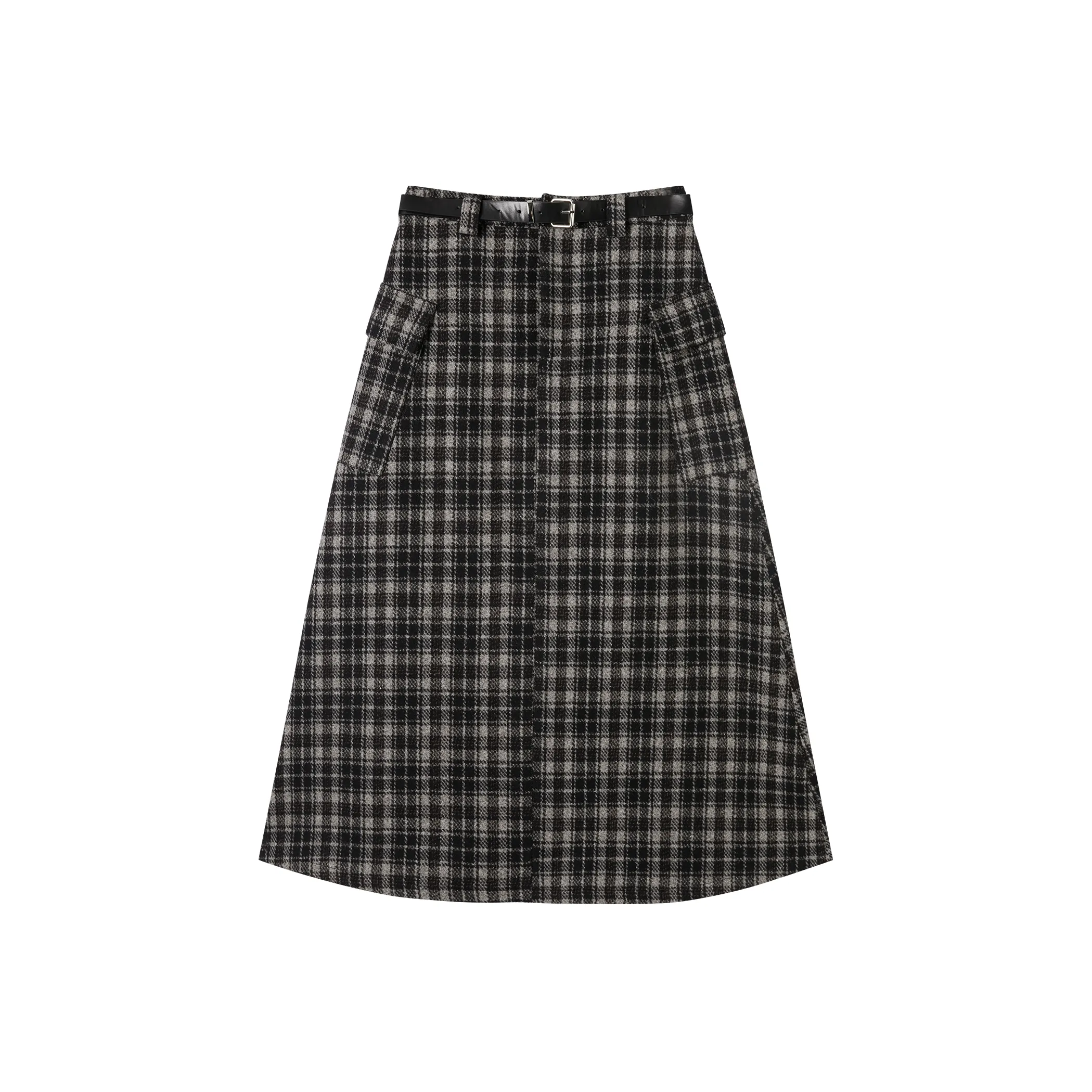 DIALOGUE Повседневный Длинный Юбка Женские Темный кофейный Клетчатый