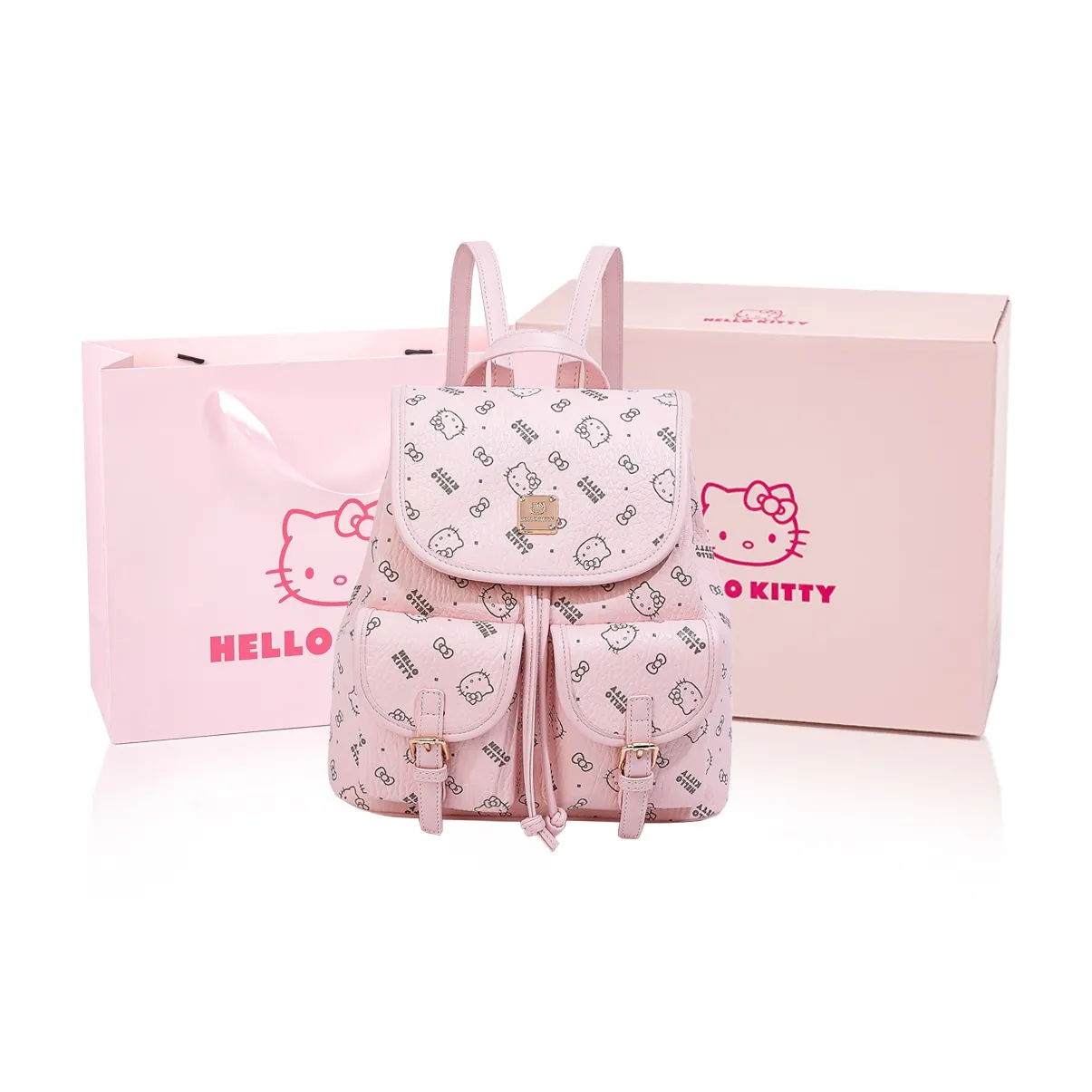MESUCA &Sanrio Hello Kitty Collaboration Kitty Series PU Backpack Women's Pink/Brown/Milk Tea