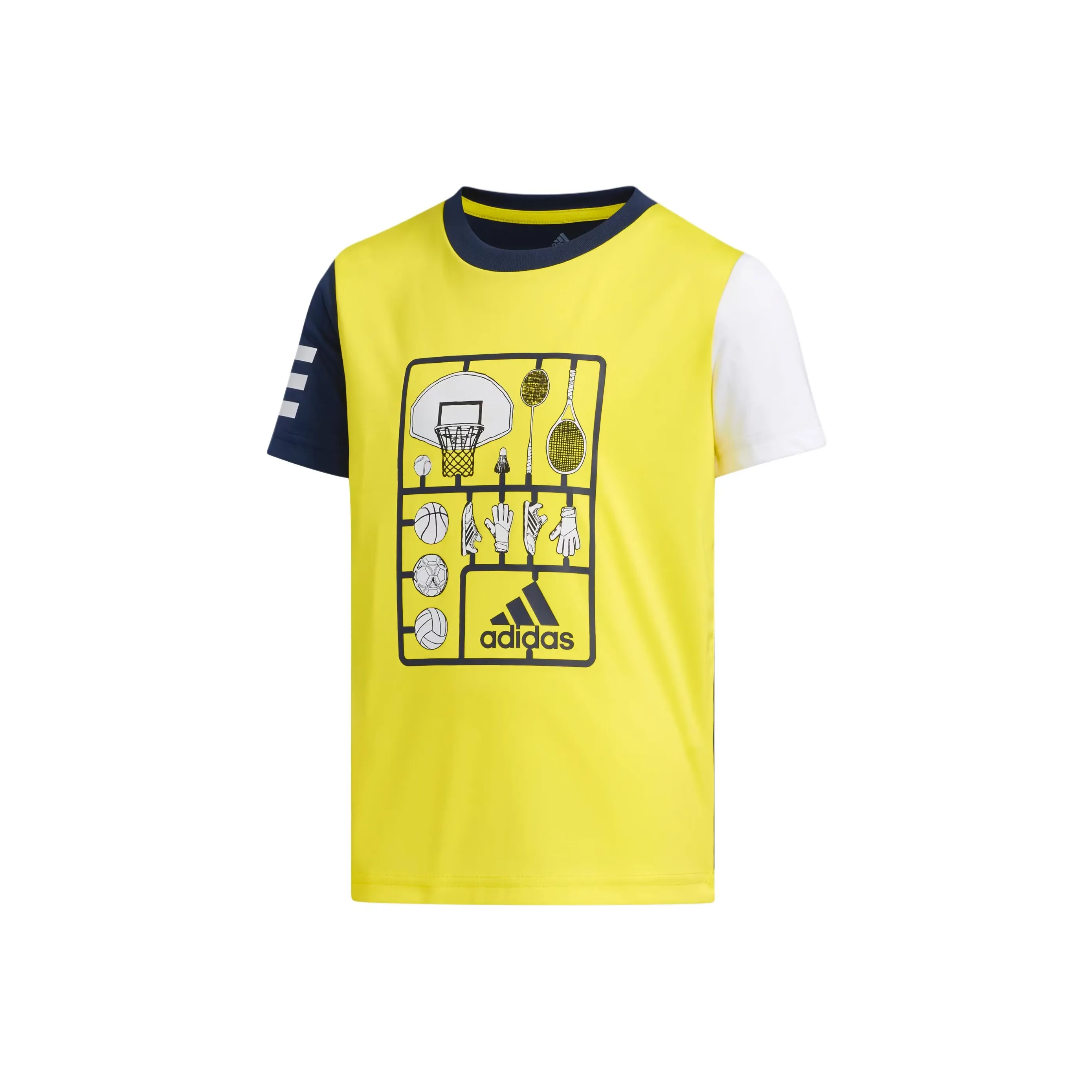 Adidas T-рубашка Ярко-желтая Университетский синий для детей 3-7 лет