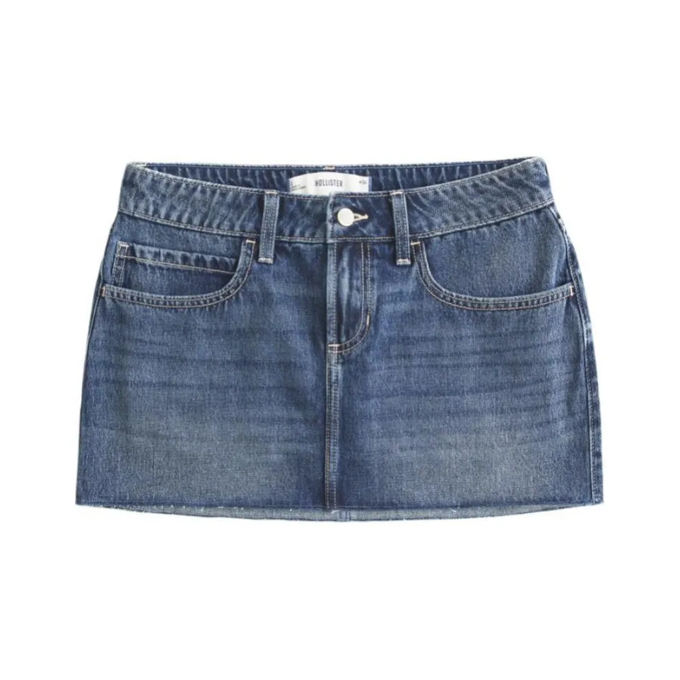 Hollister Джинсовые короткие юбки Женские Средне-голубой