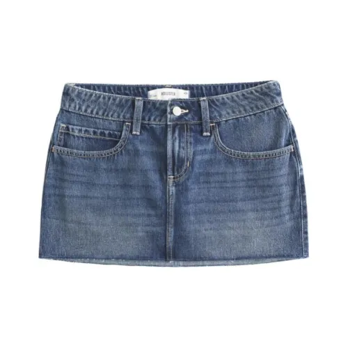 Hollister Женские джинсовые короткие юбки средне-голубого цвета