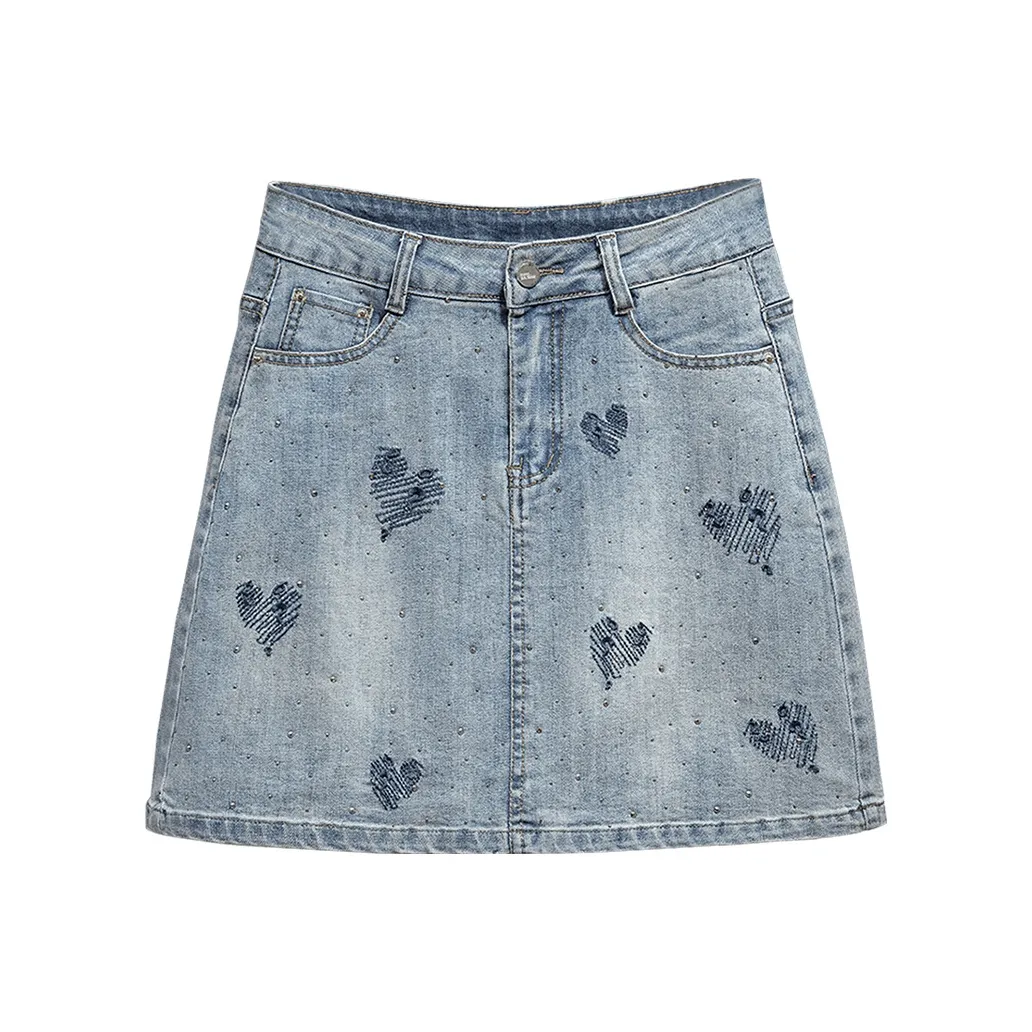 Cypress House Джинсовые короткие юбки Женские Светло-синий
