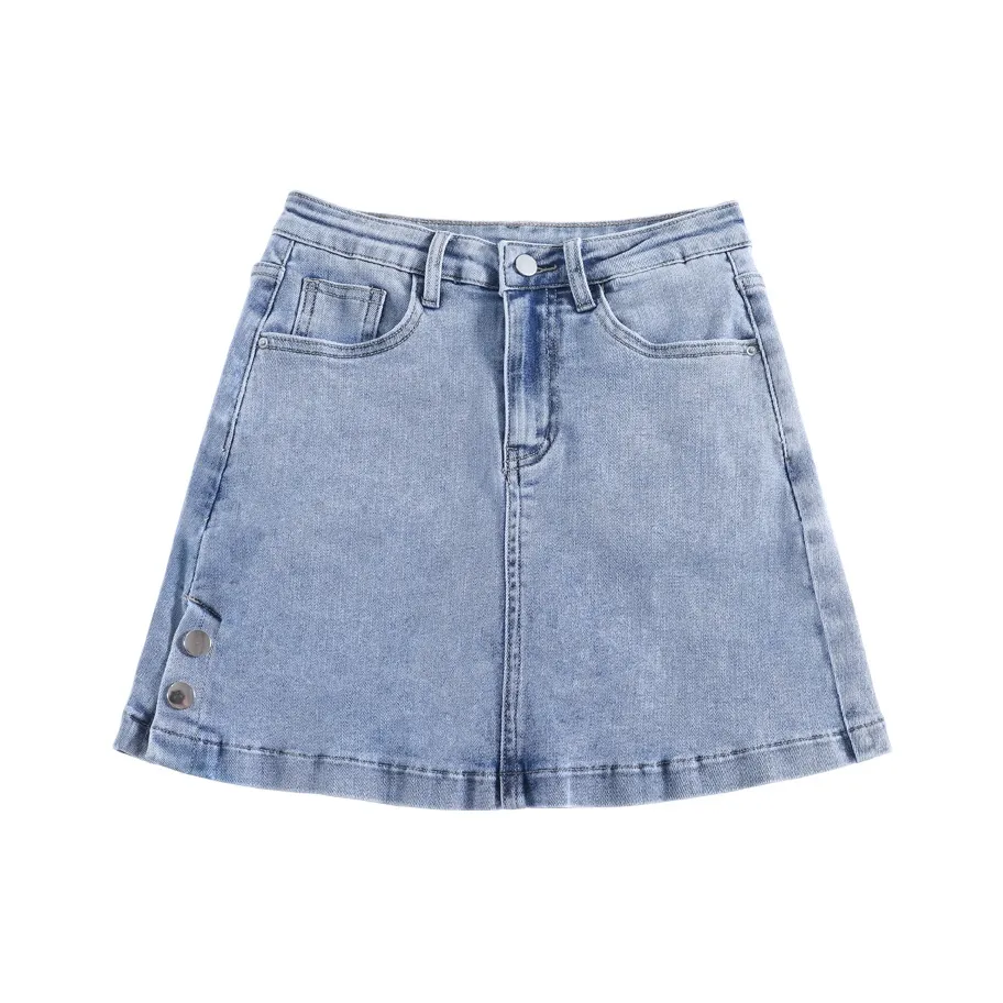 FAWENXIANGZI Denim Short Skirts Women's Blue