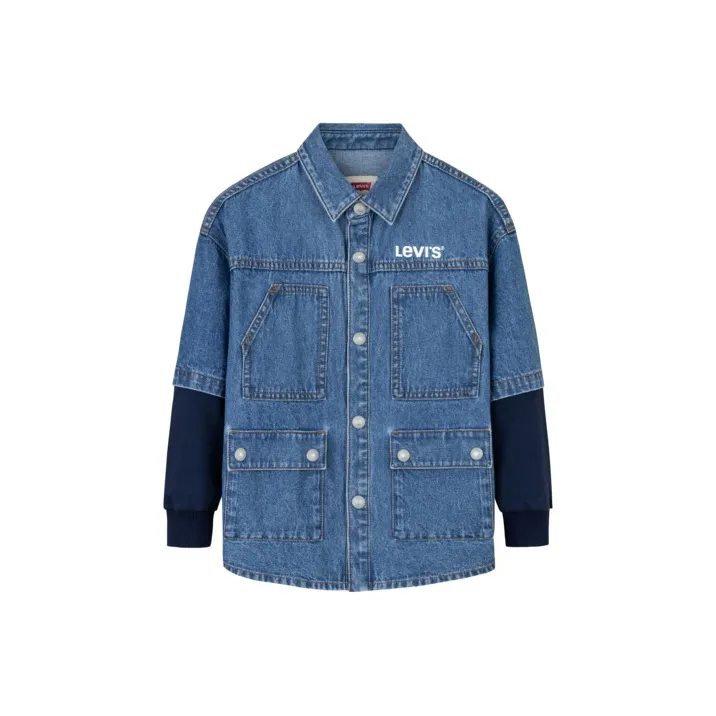 Levi's Удобный Mock Двухкомпонентная Рубашка-Куртка Озеро Серо-Синий для Дети Возрастом 3-7 Лет