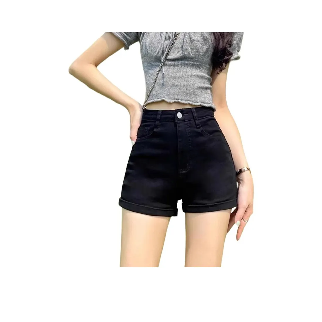 YEARNED Черные Женские Джинсовые Шорты