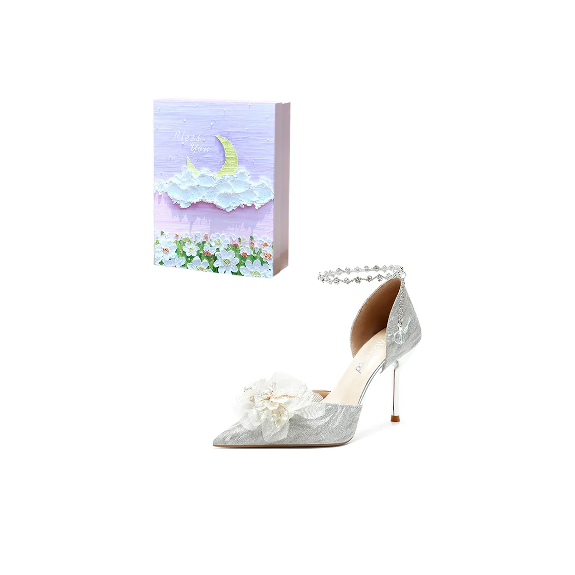 ROBINHOOD Узкий каблук Высокие каблуки Женские Серебряные