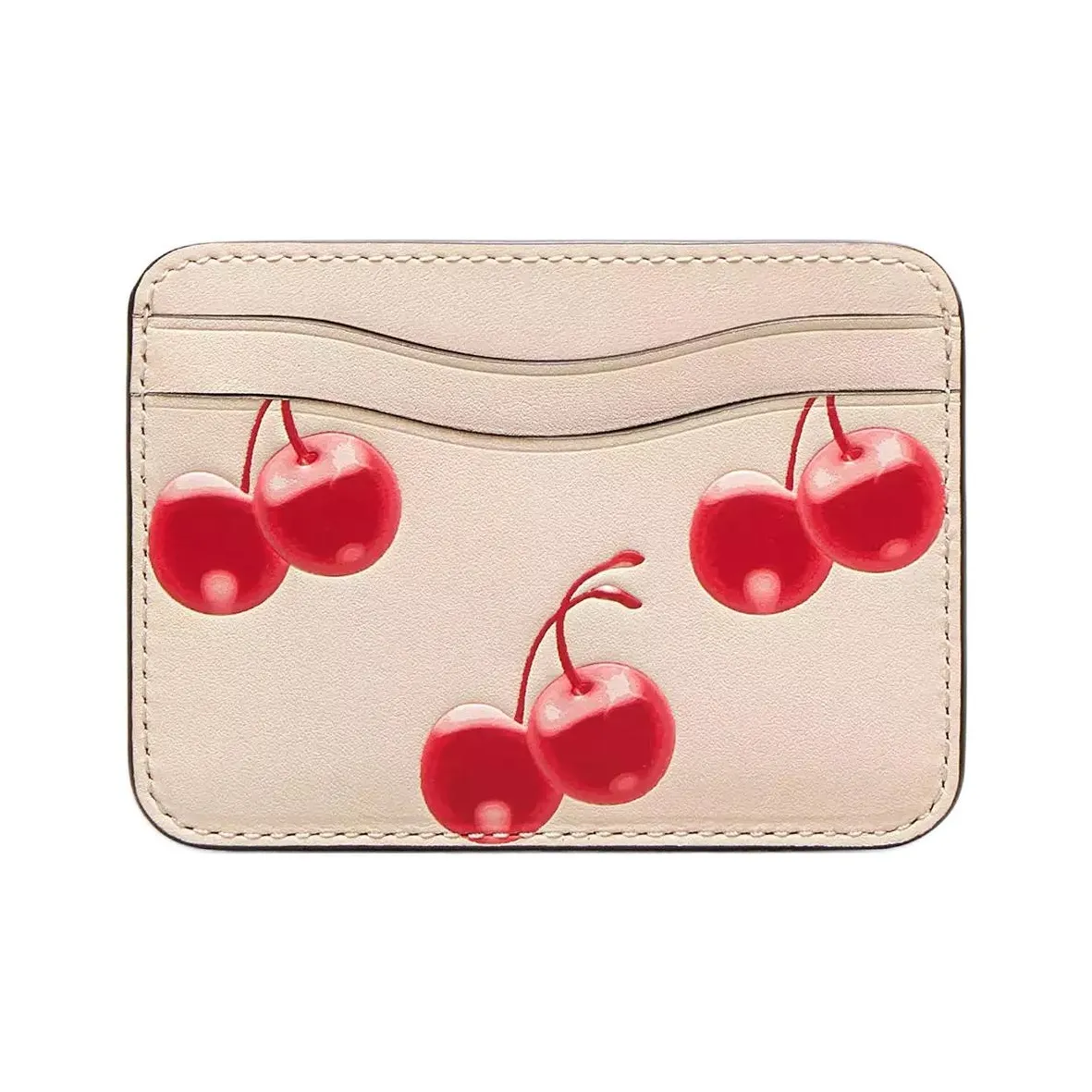 COACH Коровья кожа Держатель для карт Мини Женский Бежевый и Красный