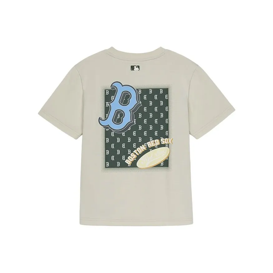 MLB KIDS Классический MonogramBoston Красный So T Рубашка SS25 Вересковый серый Сливочный Детский