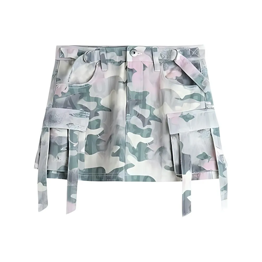 LALABOBO Джинсовые короткие юбки Женские Камуфляж Цветовой блок