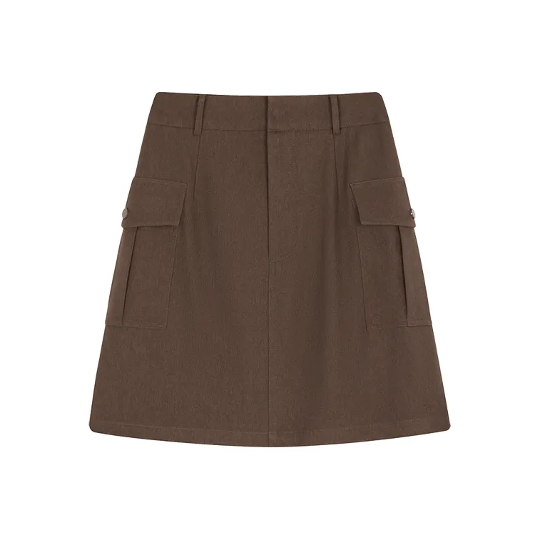 Mo Han Yi Mei Карго Юбки Короткие Женские Кофейно-Коричневый