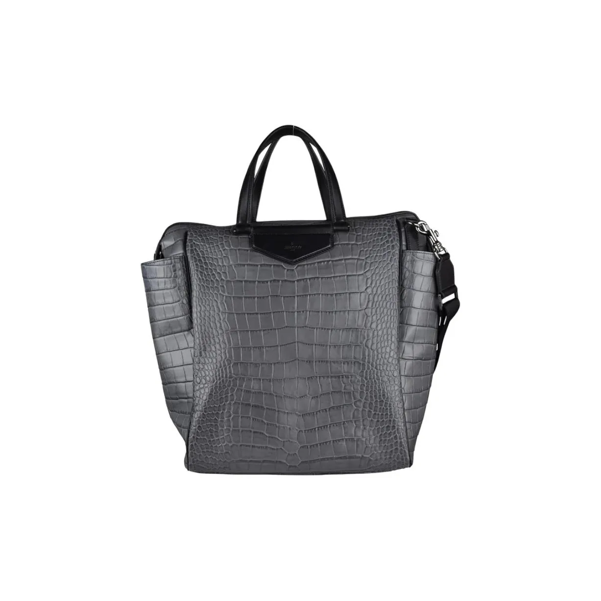 Jimmy Choo Crocodile Pattern Cow Leather Handbag Men's Gray
