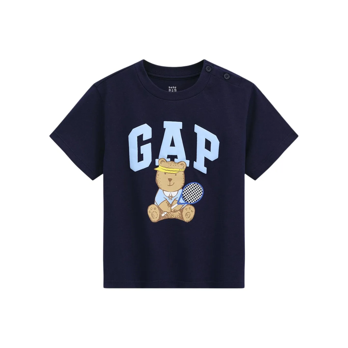 GAP совместный бренд Веселье Медвежонок С принтом Логотип Короткий рукав КIDS Топ для малышей и детей дошкольного возраста