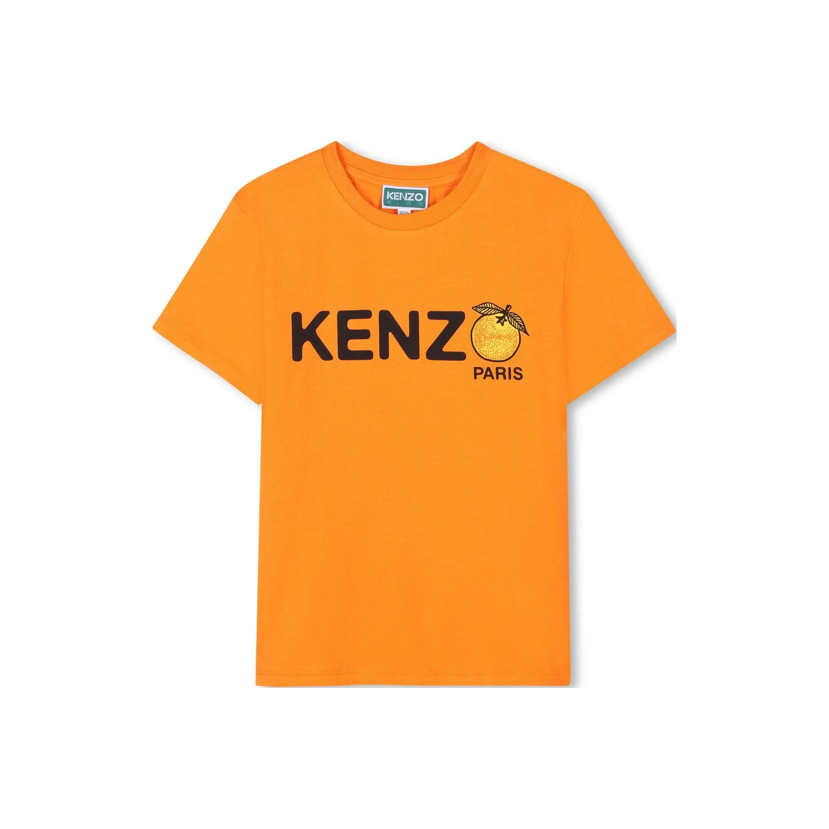 KENZO FW24 Однотонный Хлопок Трикотажная ткань С принтом Круглый вырез Короткий рукав Рубашка Апельсин Детская