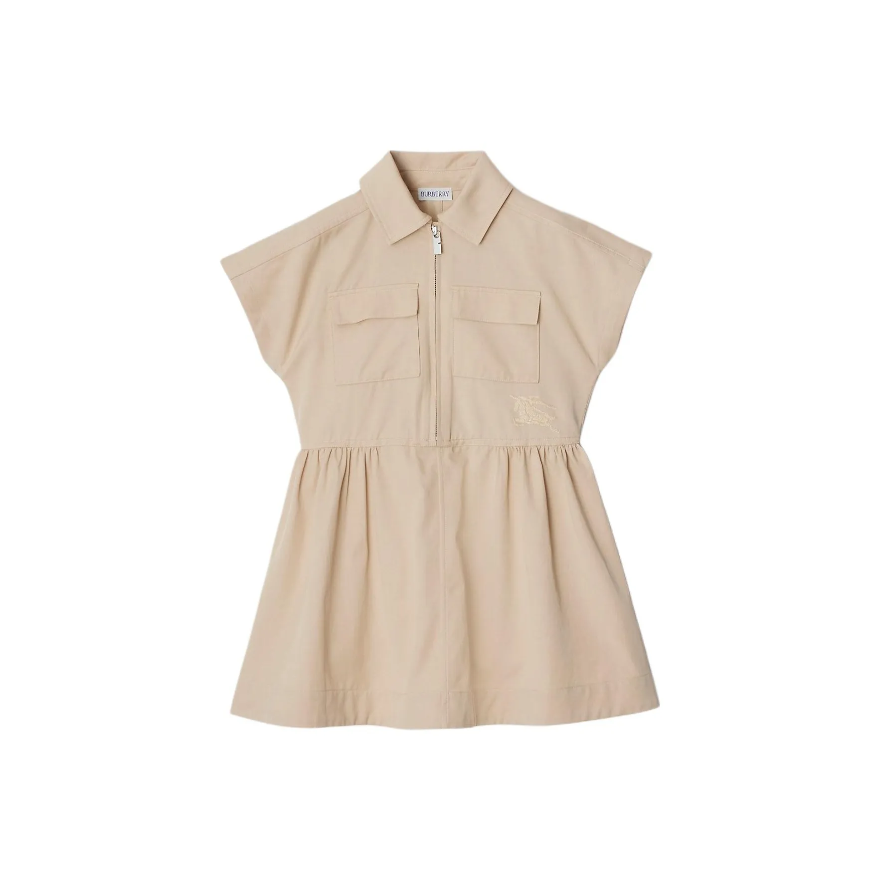 Burberry Однотонный Острый воротник Рыцарь Узор С утяжкой на талии Короткий рукав Светло-коричневый Детский