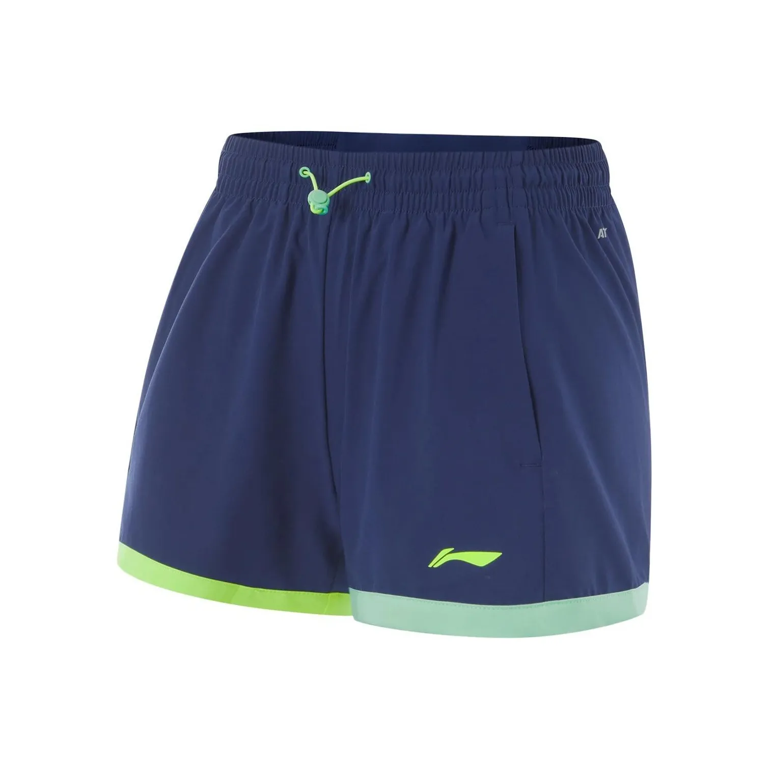 LiNing Running Collection Sports Shorts Women's Dark Ship Blue Neon Yellow Green Cooling Green